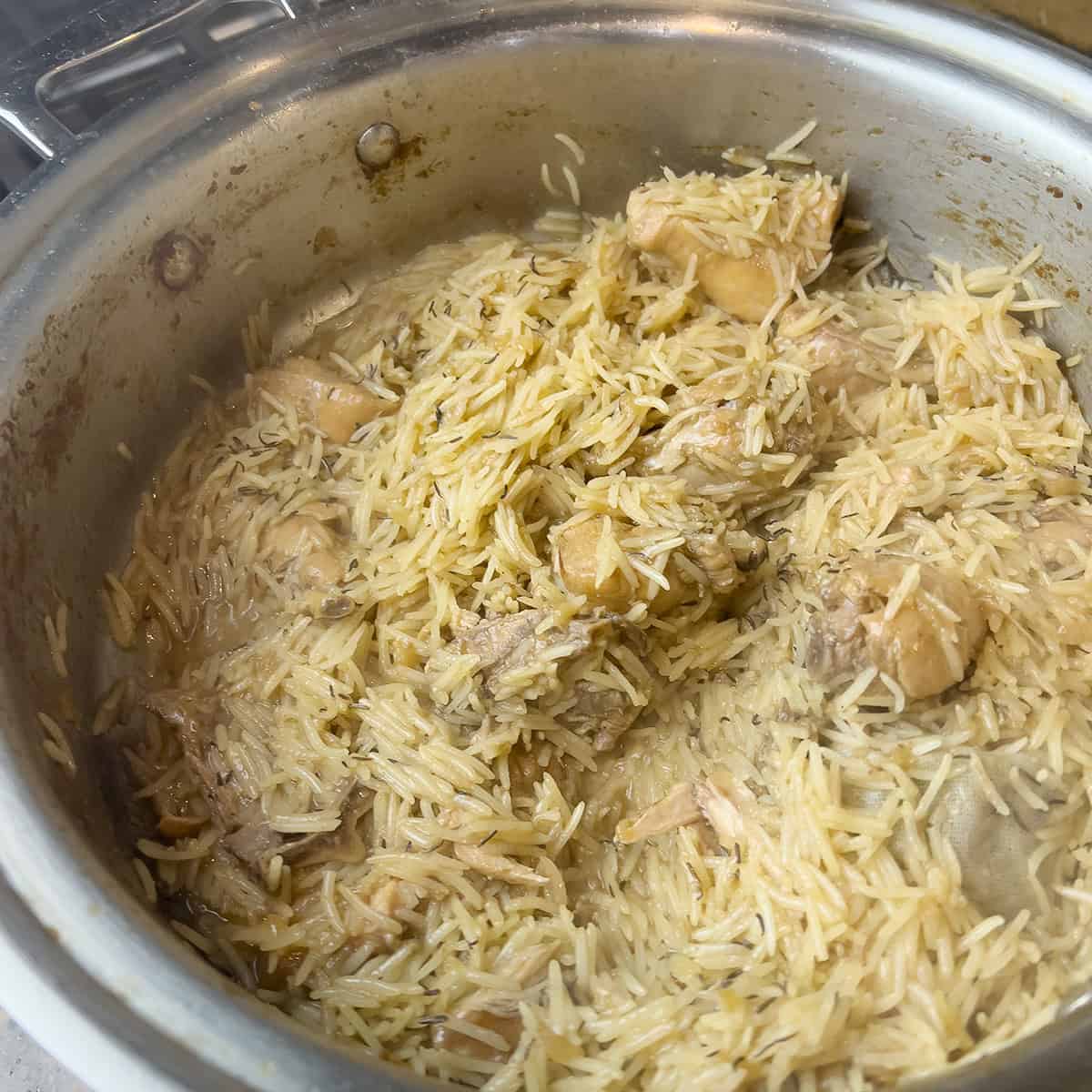 Rice pilaf ready to be steamed.