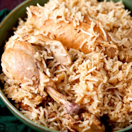 Pakistani chicken yakhni pulao.