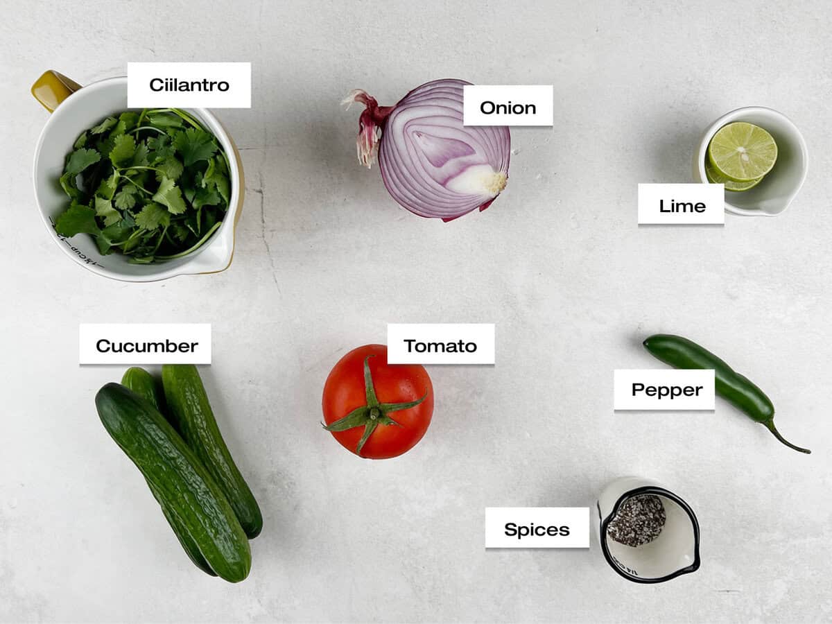 Ingredients for kachumber salad.