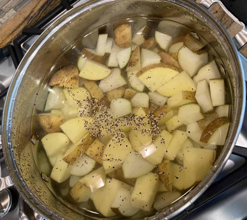 cooking the potatoes