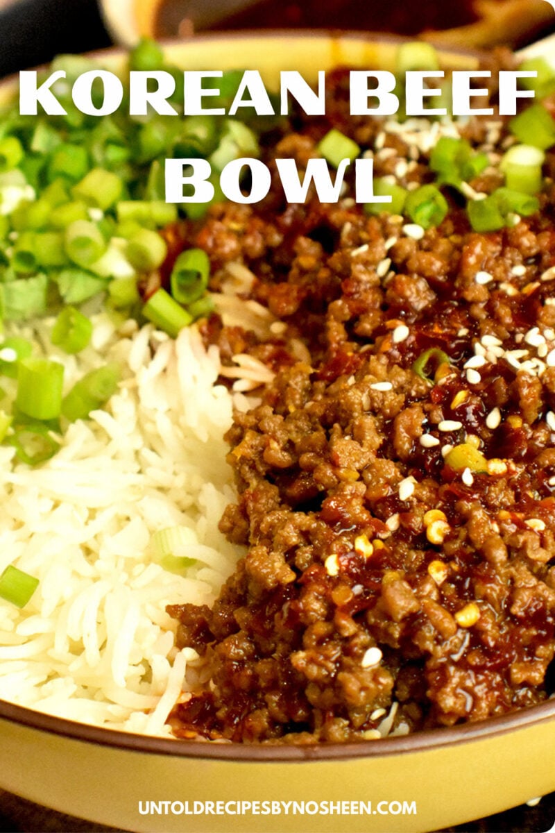 Korean beef bowl recipe pin.