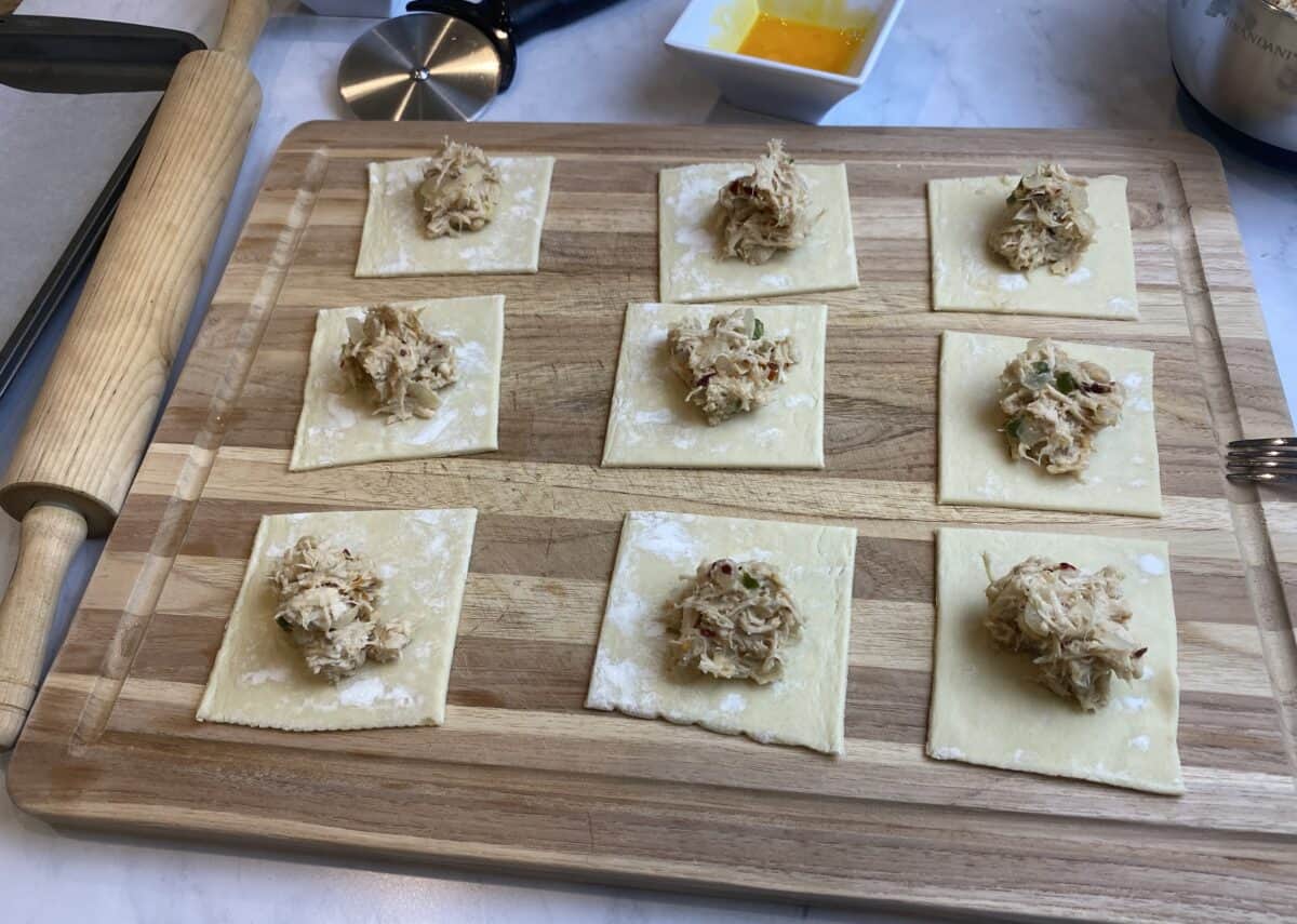 add filling to pastry squares