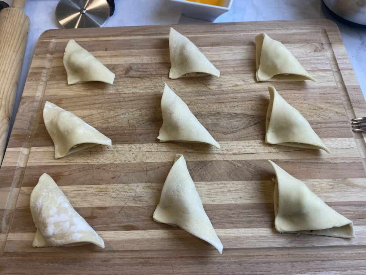 fold the pastry into a triangle
