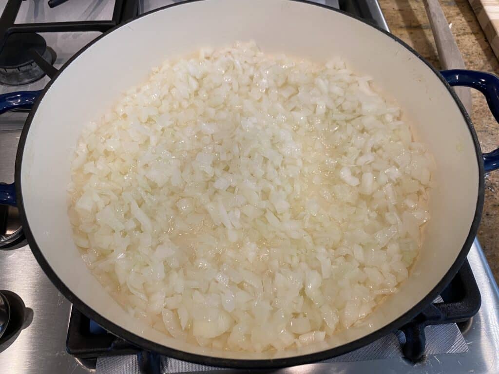 frying onions  