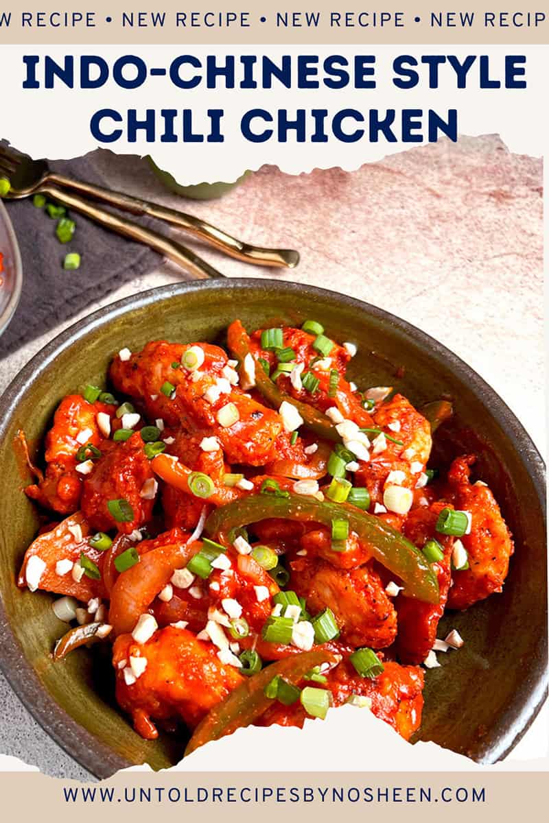 A chili chicken recipe pin.