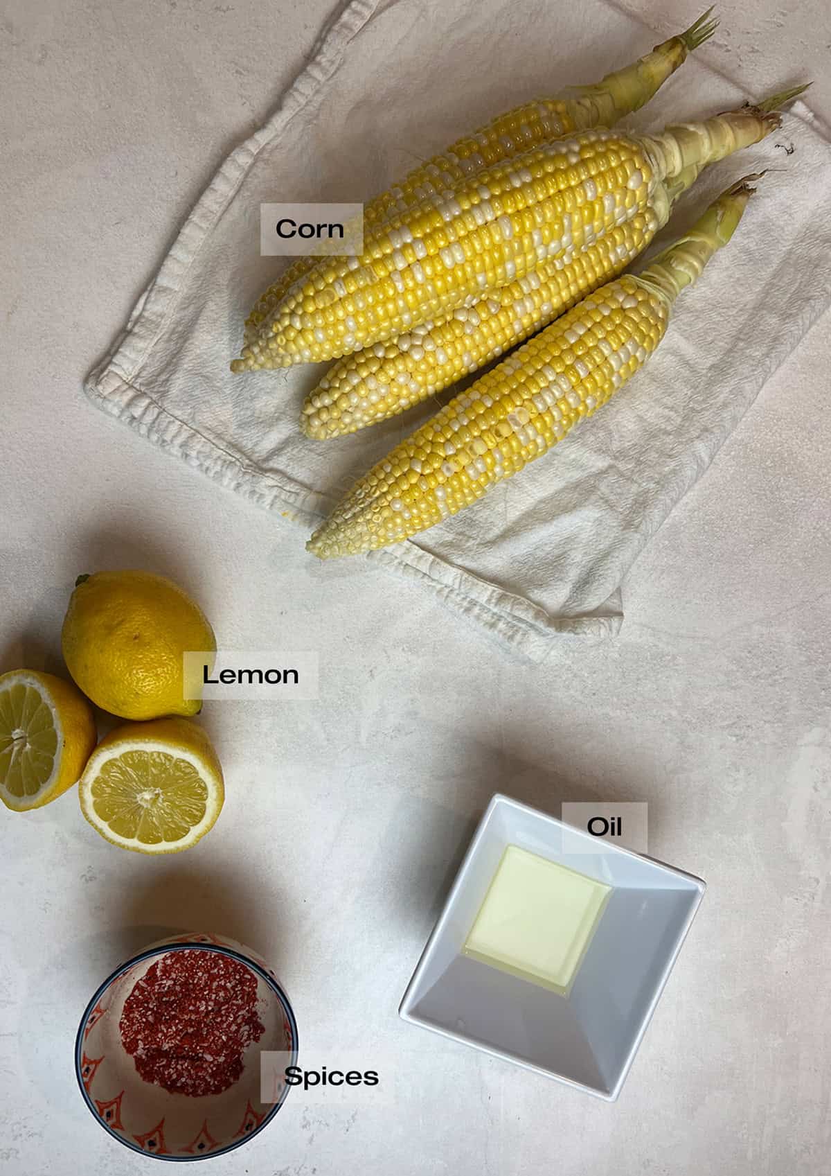 Ingredients for air fryer corn on the cob.