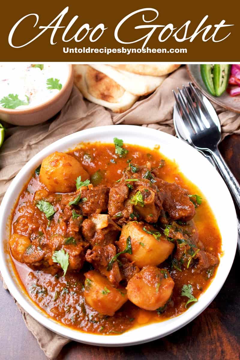 Aloo gosht recipe pin.