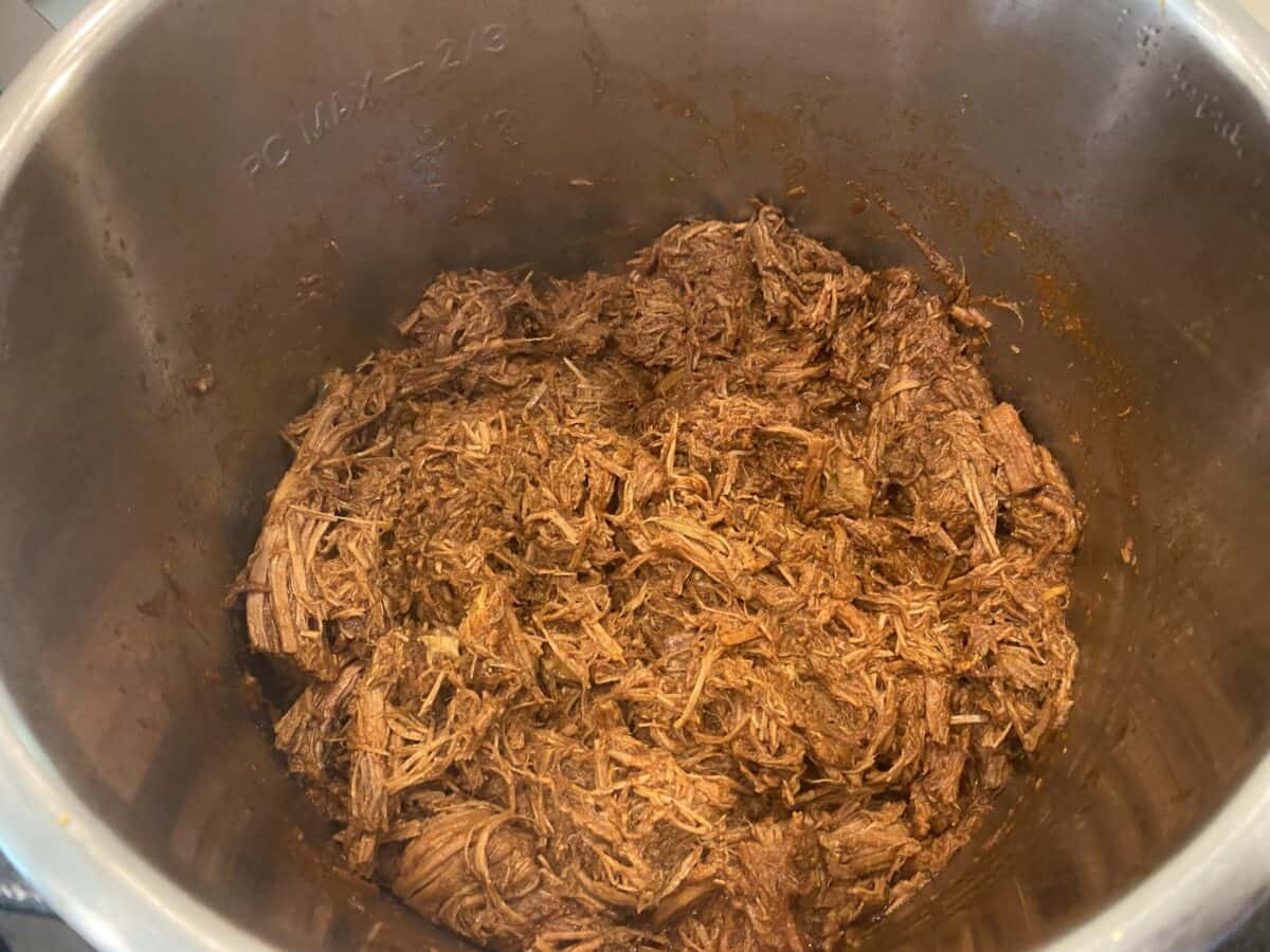 instant pot mexican shredded beef ready to be served.