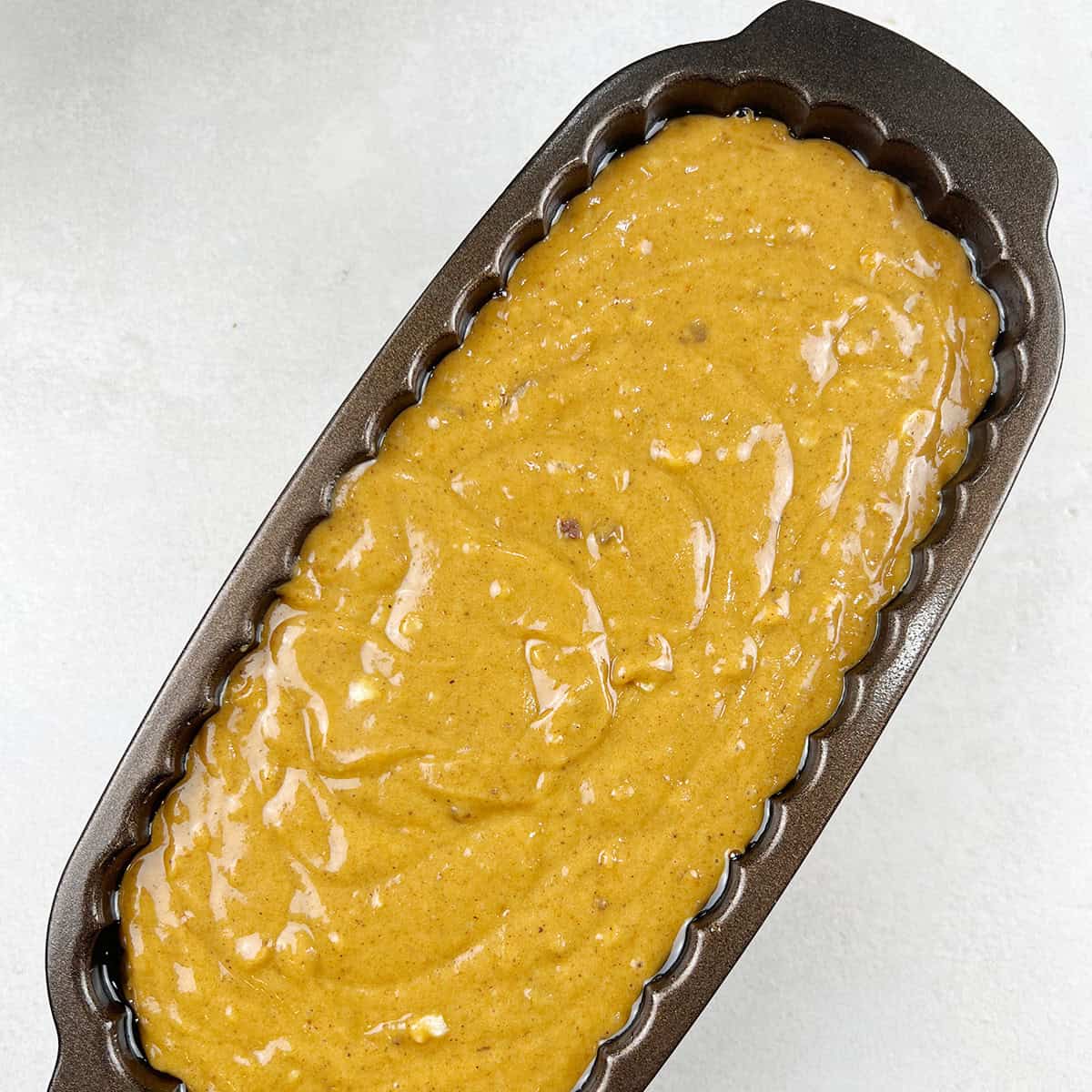 Pumpkin bread ready for the oven.