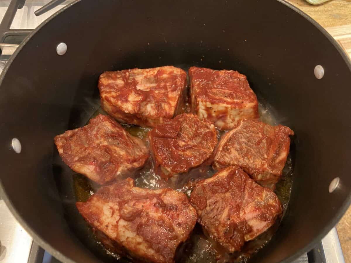 sear the beef ribs