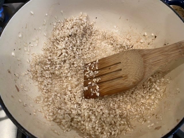 toasting risotto