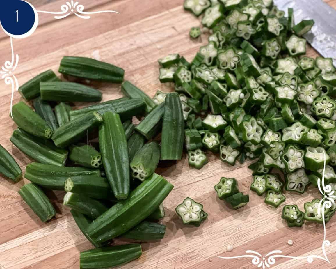 Chopping Bhindi for Bhindi Masala