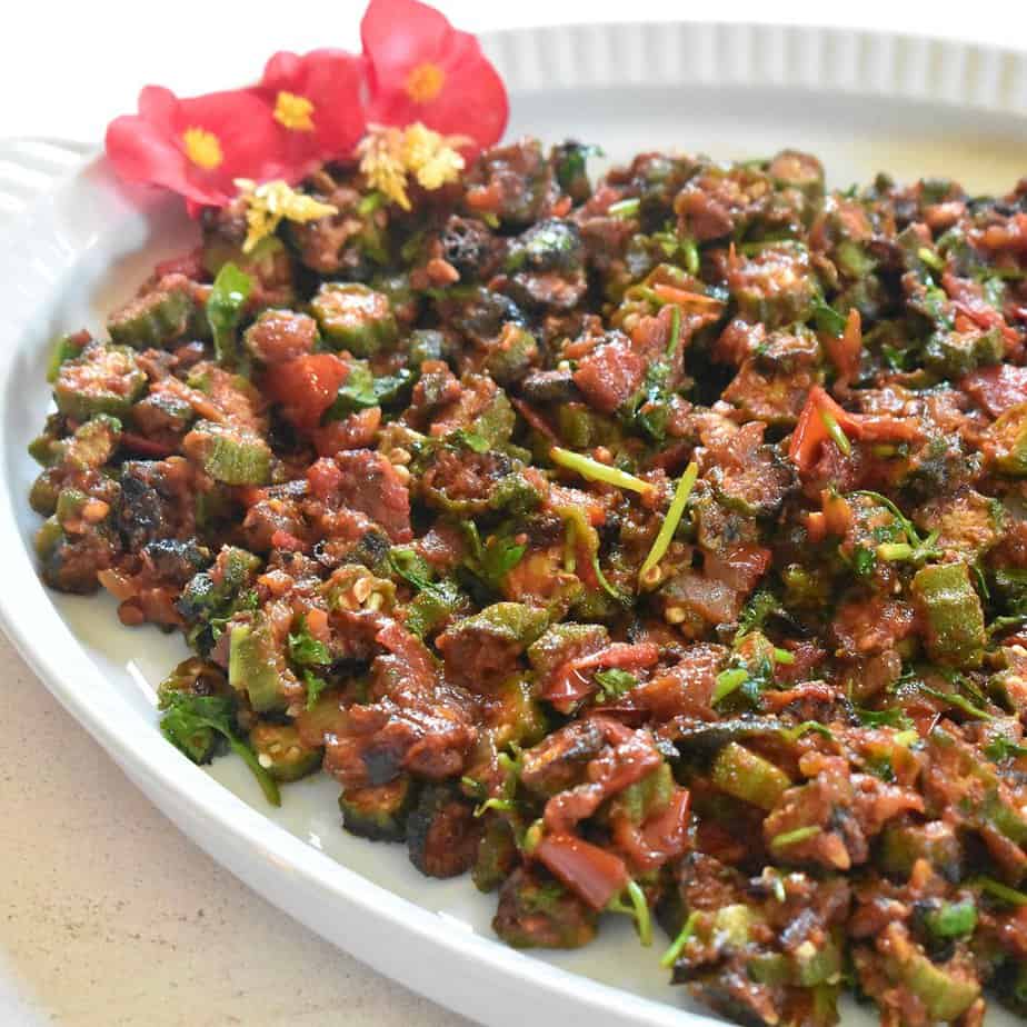 Bhindi Masala {Air Fried Okra Curry}