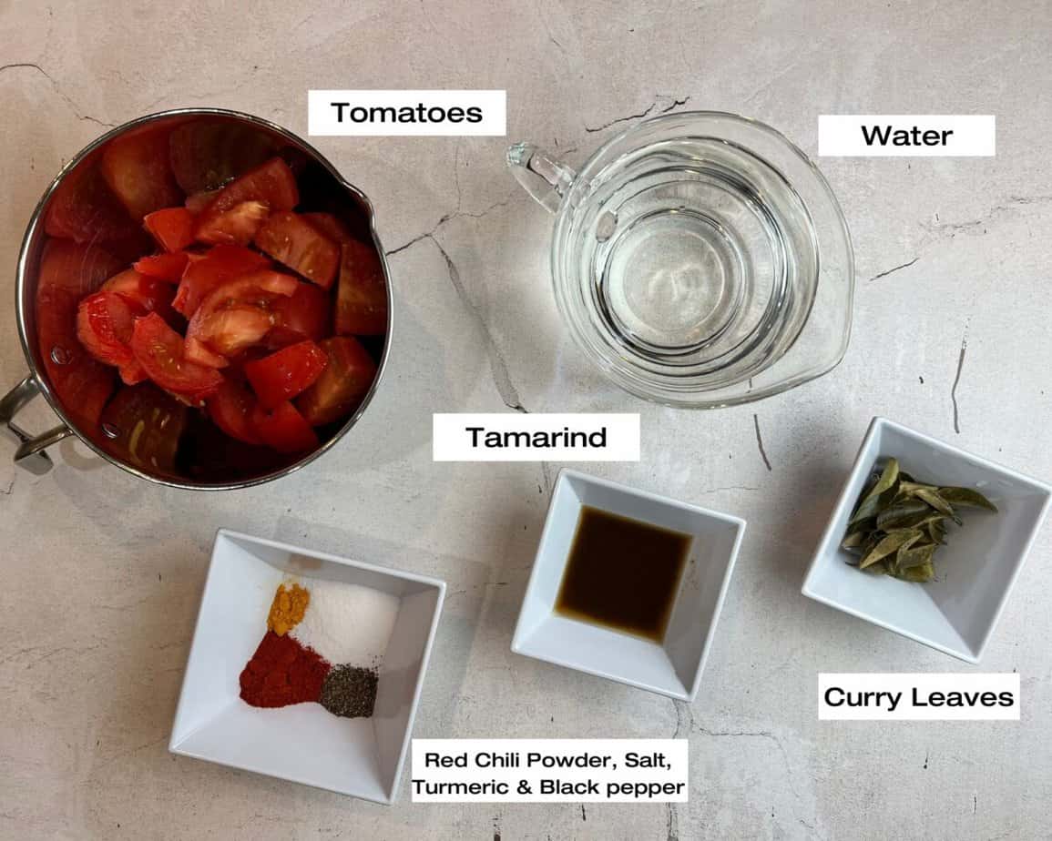 Tomato Rasam Ingredients