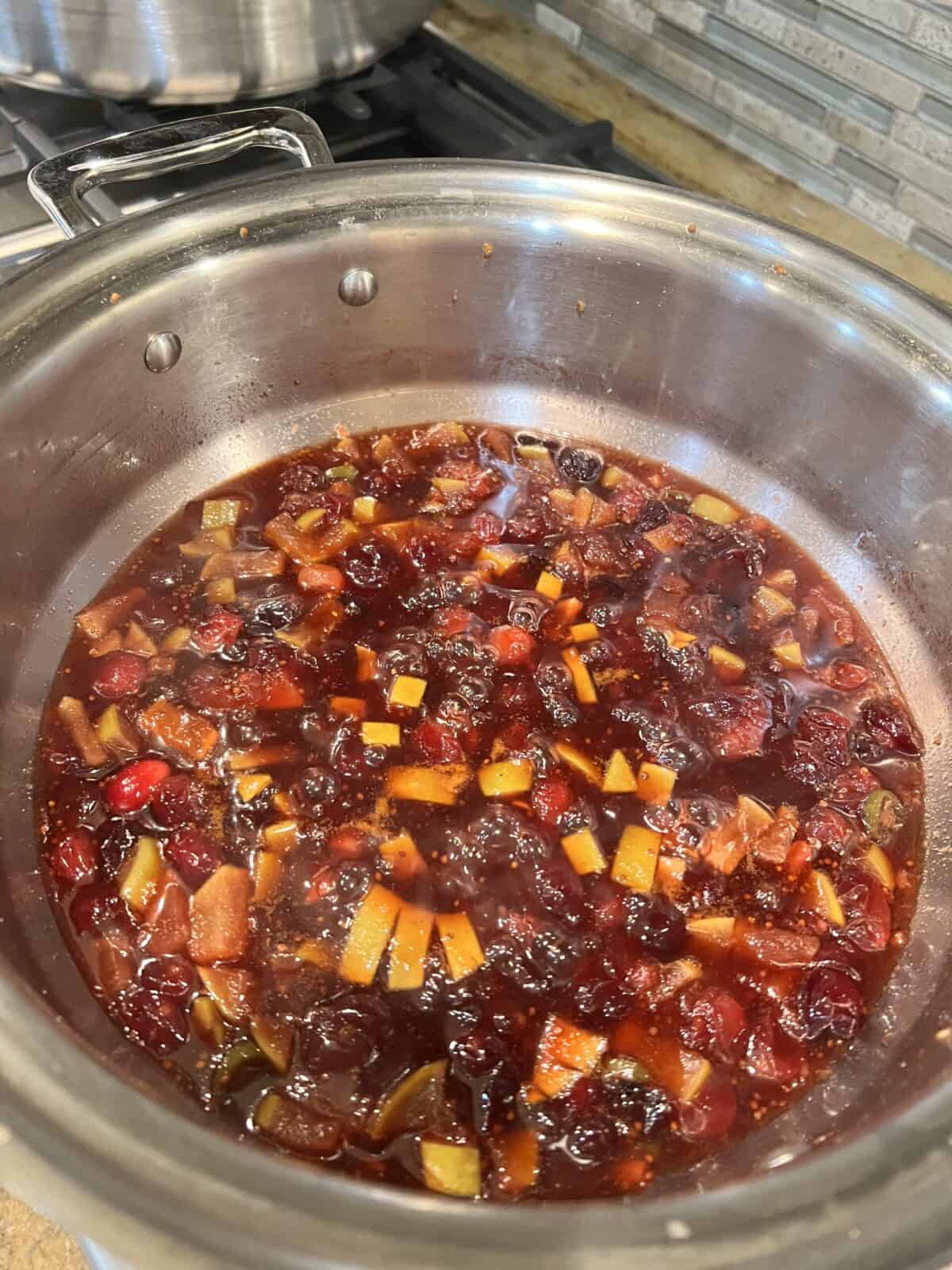 Simmer till the cranberry chutney thickens
