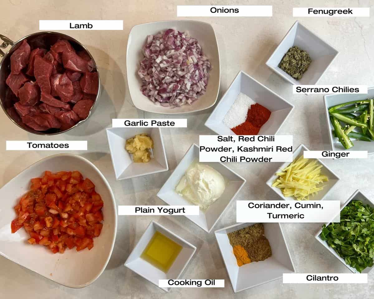 mutton or lamb karahi ingredients