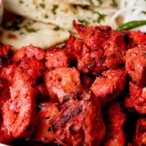 Grilled Pakistani chicken tikka boti.