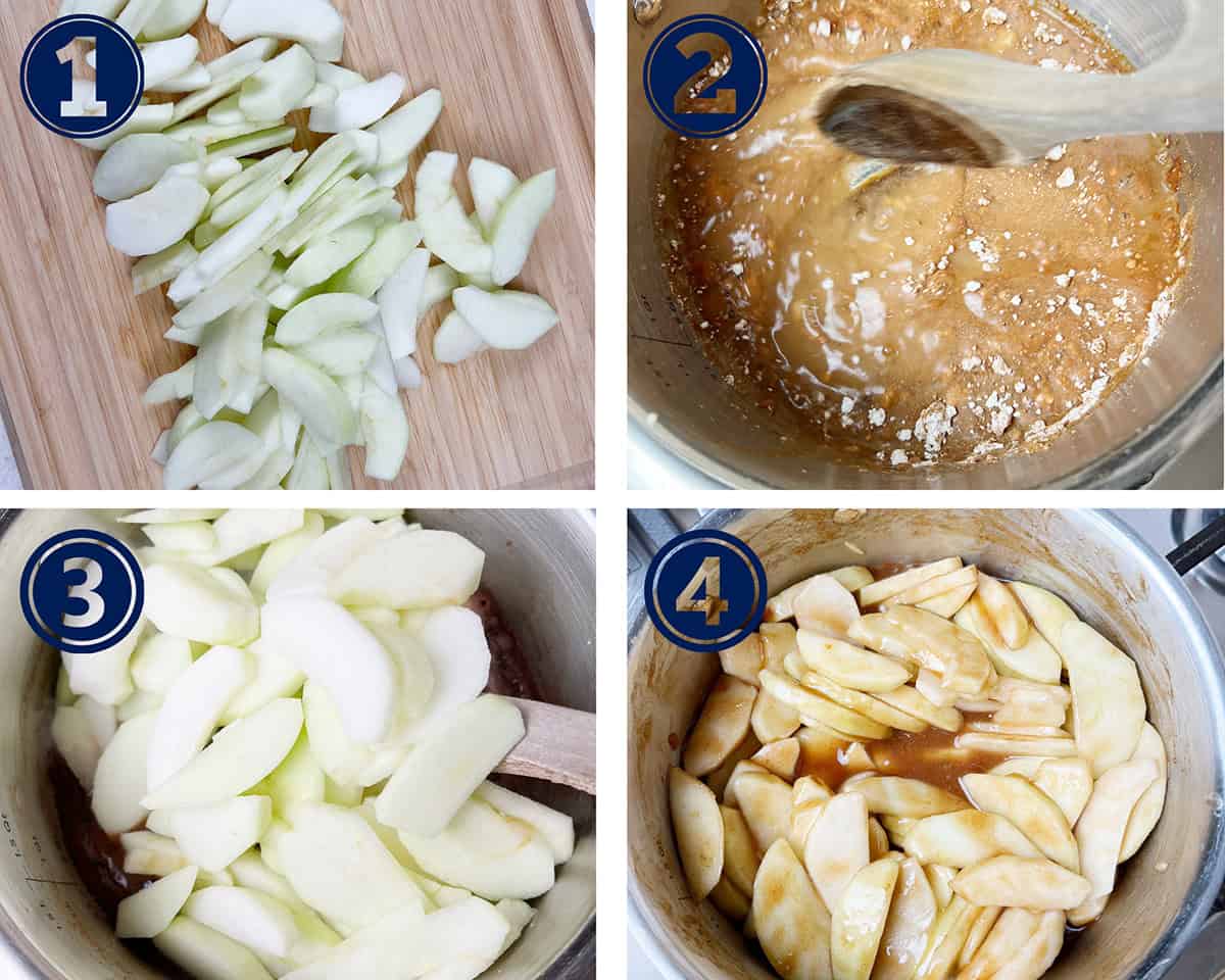 An apple filling is being prepared for a galette recipe.