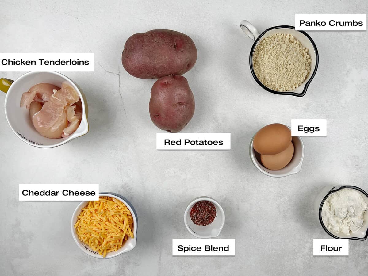 Ingredients for a potato appetizer recipe.