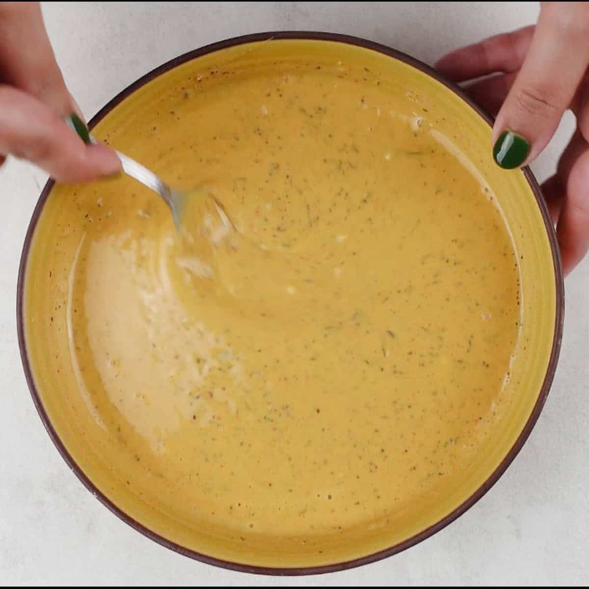 A gram flour batter for a fish recipe.
