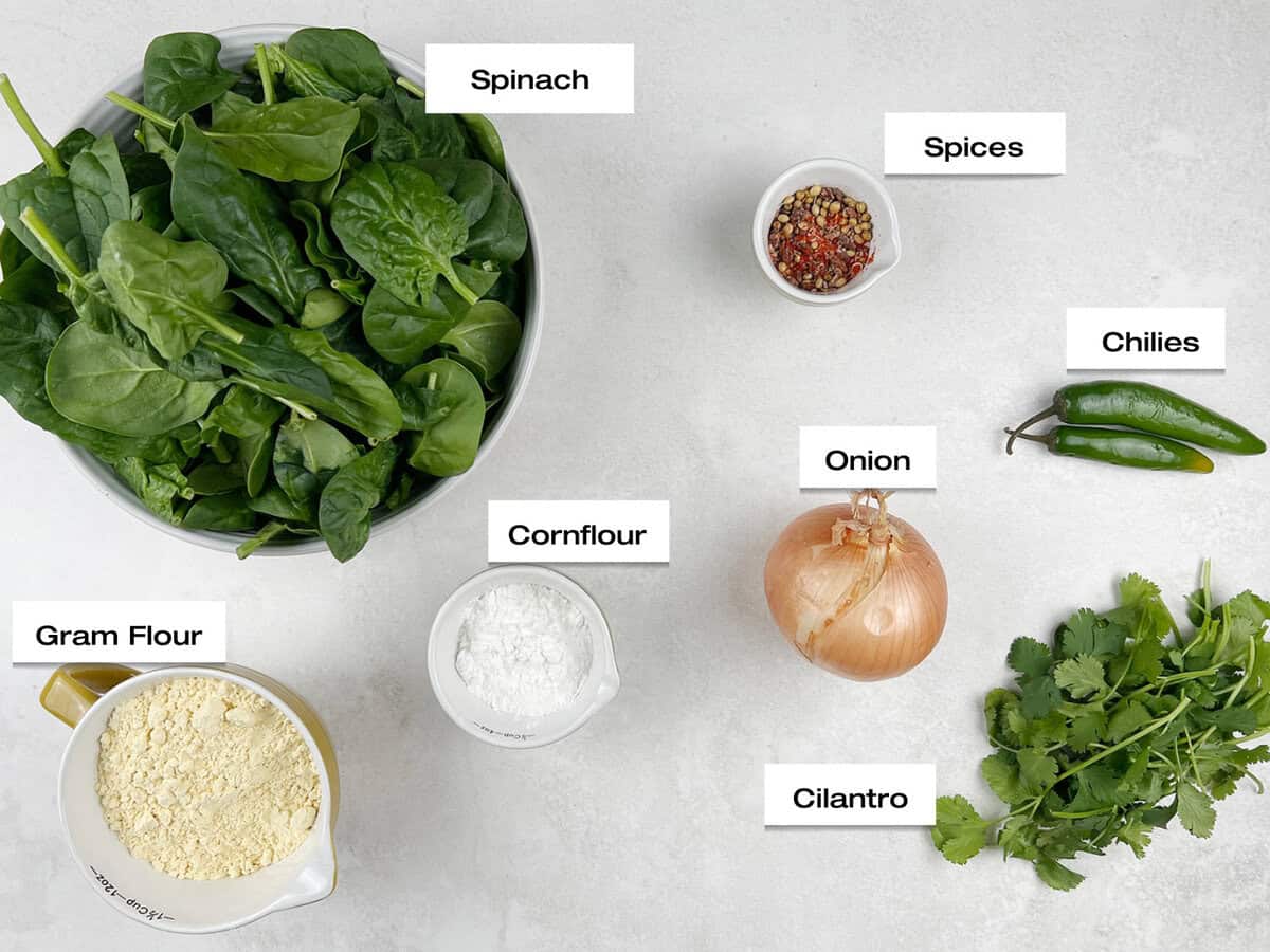 Ingredients for spinach pakora.