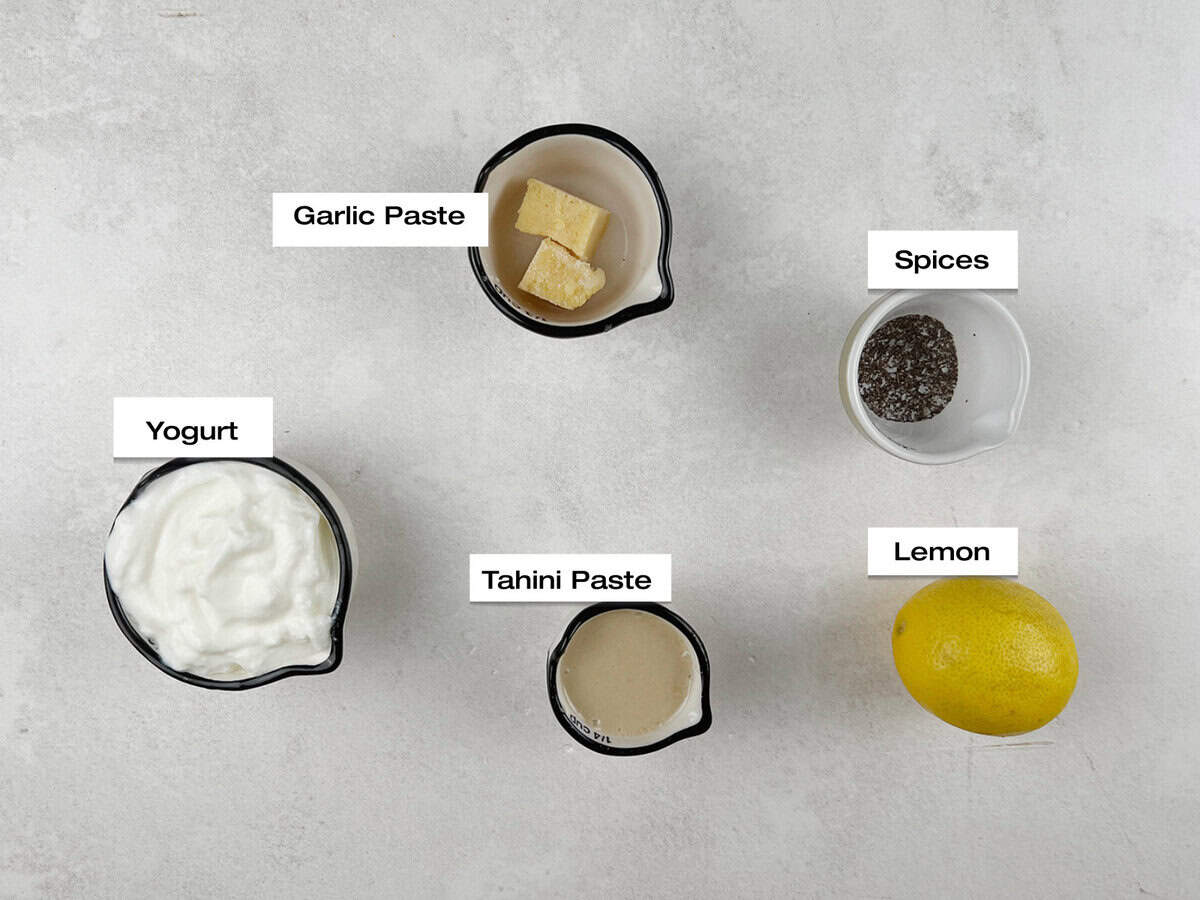 Ingredients for a shawarma sauce.