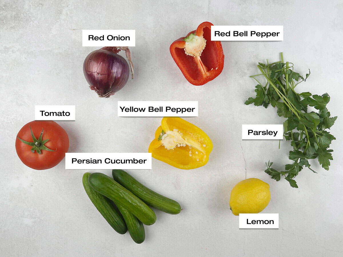 Ingredients for a chopped salad.