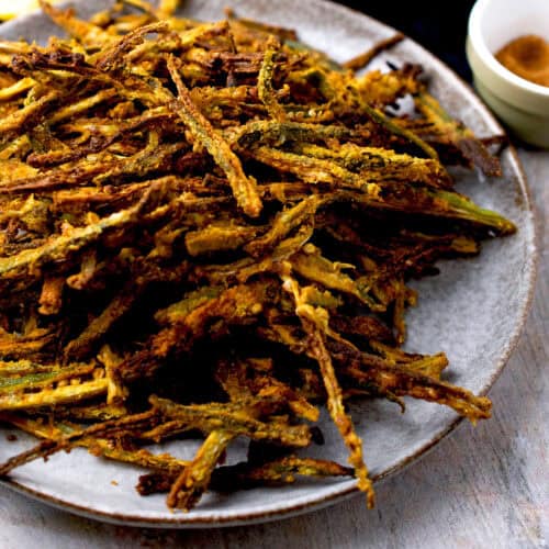 Air fried crispy okra.
